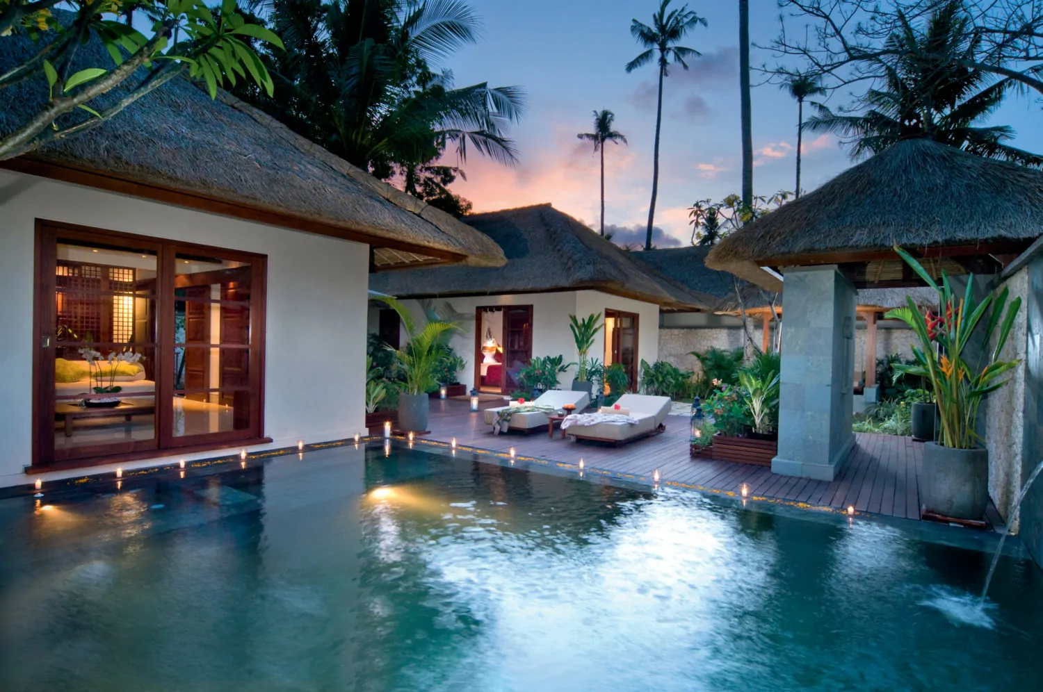 Jimbaran Puri Villa pool at sunset