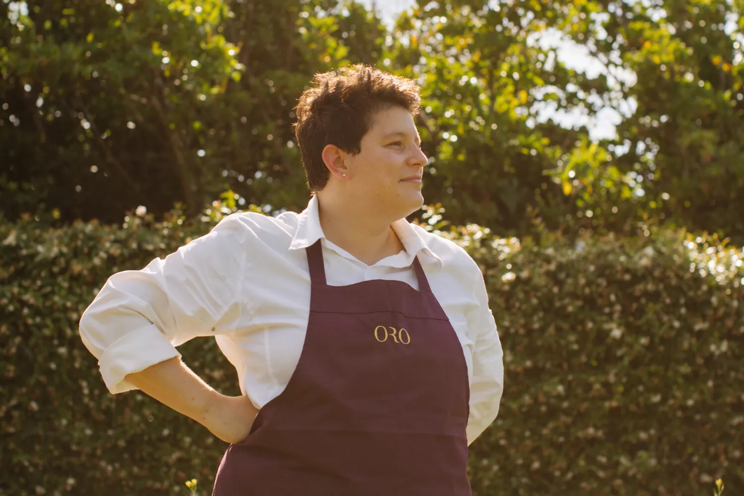 Chef Vania Ghedini in the gardens of Hotel Cipriani